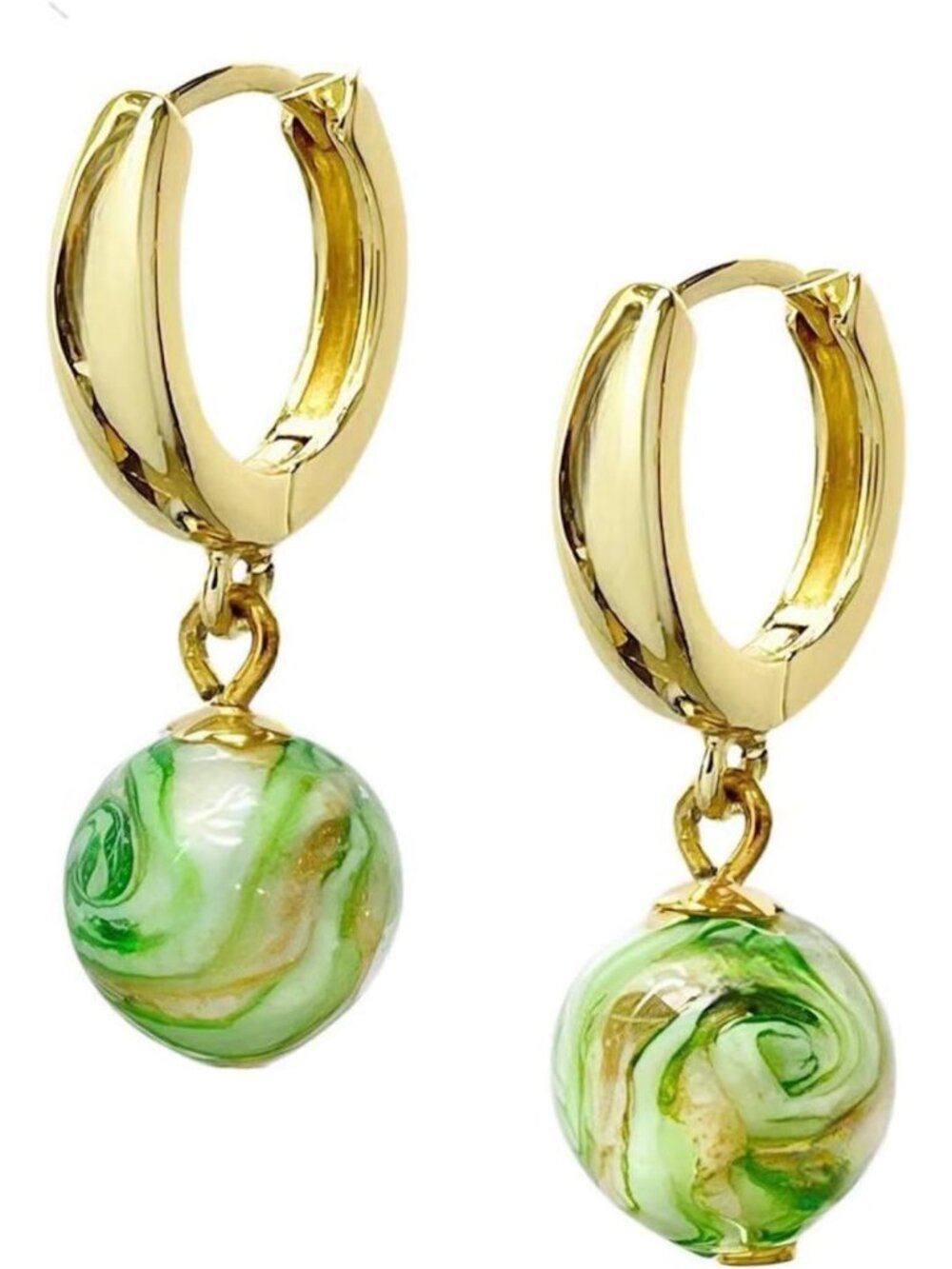 Elegant Dangle Earrings with Multicolor Glass Beads & Gold Huggie Hoops